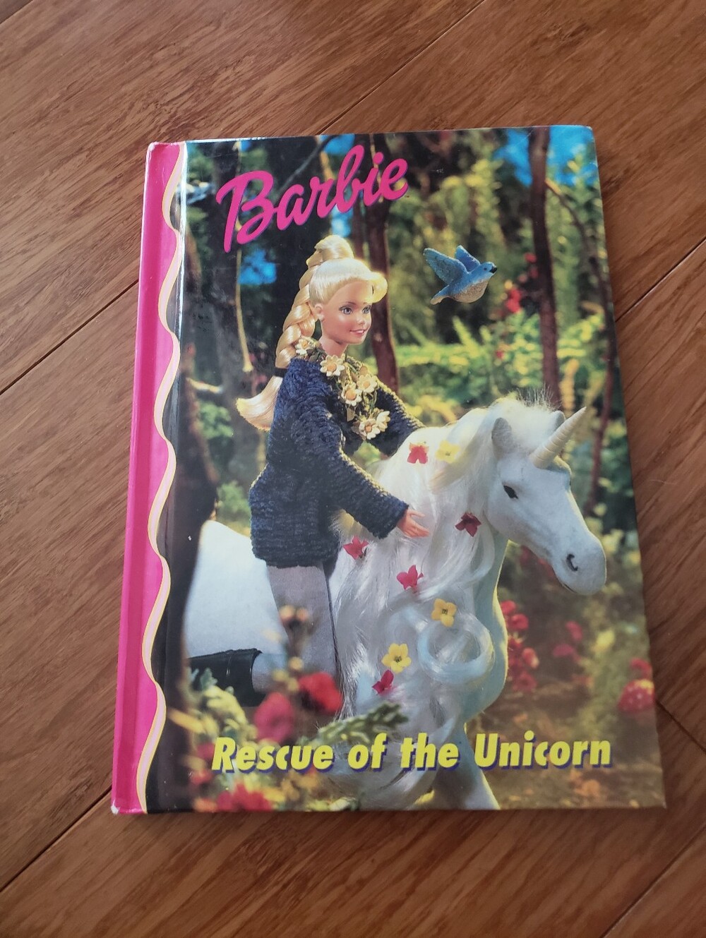 Barbie Storybook Rescue The Unicorn Pink Hard Cover Book Hardcover Hardback Back